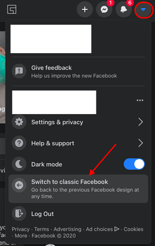 switch to classic Facebook interface